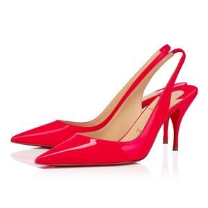 Christian Louboutin Clare Sling 80 Rose Pink Patent Slingback Heel Pump 36.5